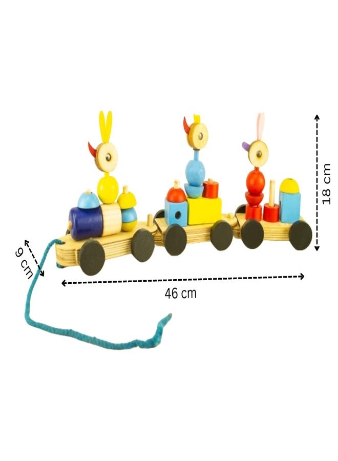 Techny Birds Technybirds Train Blocks | Wooden Toy Chick Train Wood | Toy Vehicles | Educational Stacking & Pull-Along Toy | Colorful Learning & Motor Skills | Age (1+) - Image 4